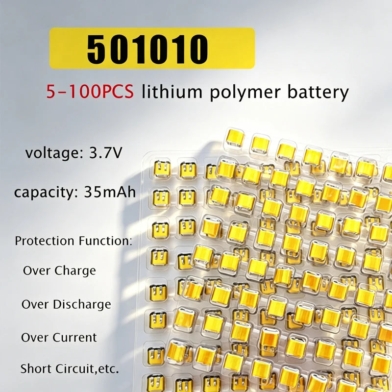 501010 Battery 3.7V 35mAh Lipo Rechargeable Polymer Lithium 