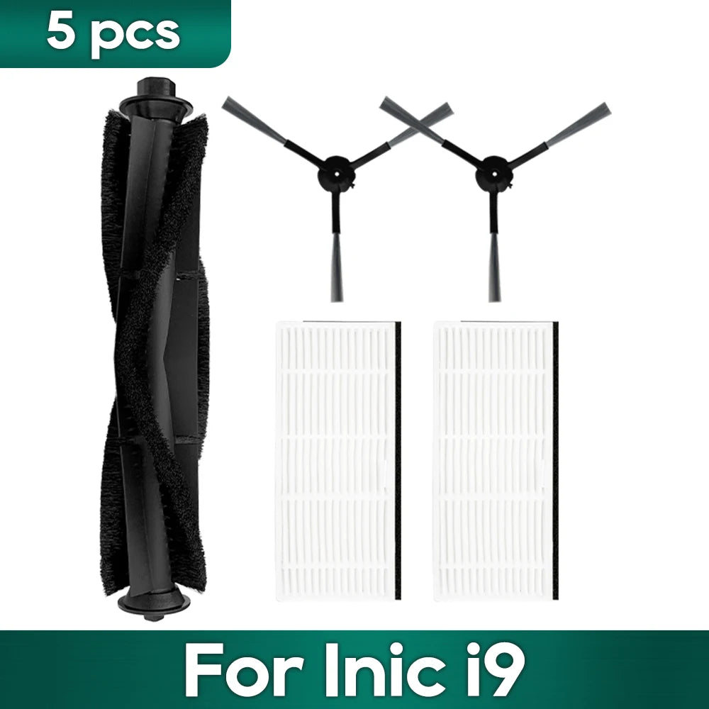 Compatible For Inic i9 아이닉 i9 Robot Vacuums Replacement Spare Parts Kit Accessories Main Side Brush Hepa Filter Mop Cloth Wipe