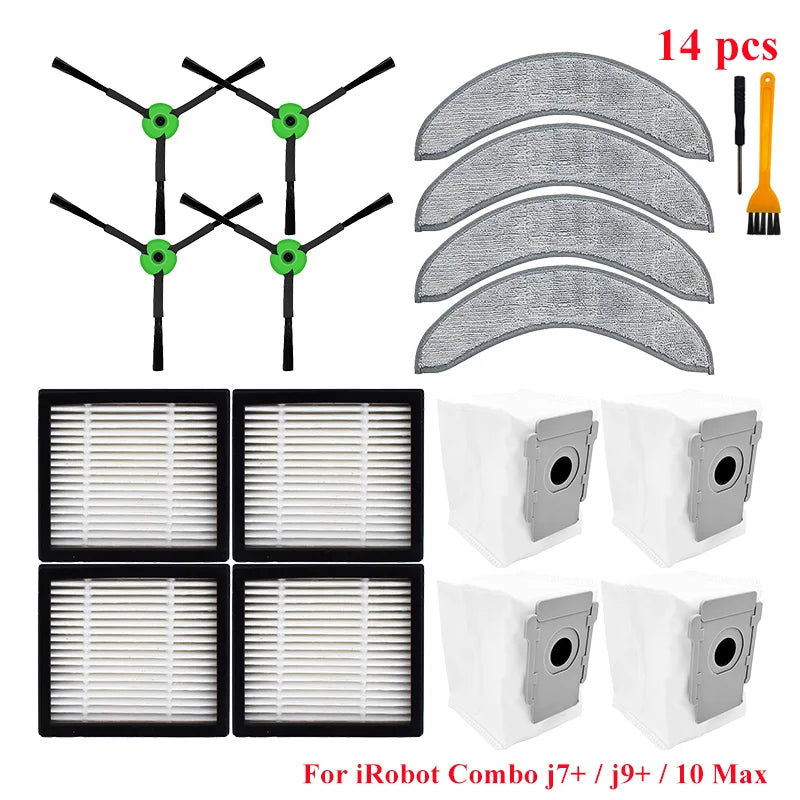 For IRobot Roomba Combo J7+ J9+ 10 Max Robot Vacuum Cleaner Part Main Side Brush HEPA Filter Mop Cloth Accessories Replacement