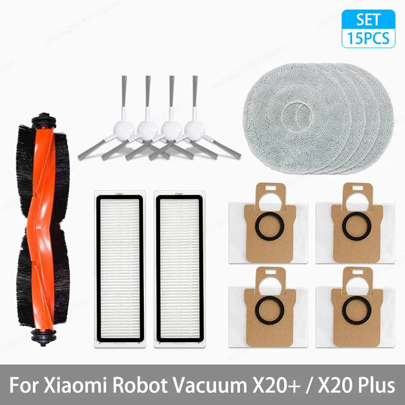 For Xiaomi Robot Vacuum X20+ / X20 Plus Parts Accessories Main Brush Side Brush Hepa Filter Mop Cloth Dust Bag Replacement Spare