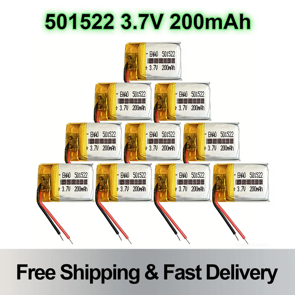 501522 Lipo Battery 3.7V 200mAh Rechargeable Small Battery F