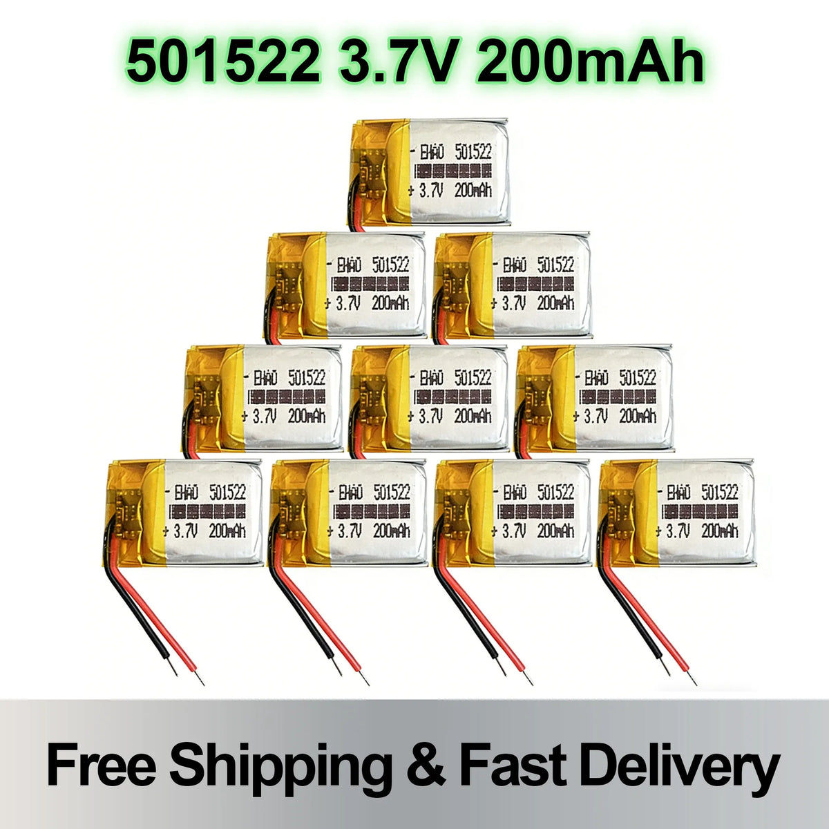 501522 Lipo Battery 3.7V 200mAh Rechargeable Small Battery F