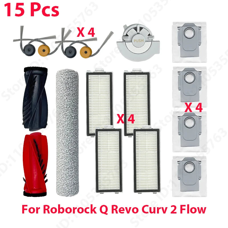 Original Roborock Q Revo Curv 2 Flow Filter Main / Side Brush Roller Mop Dust Bag Robot Vacuum Cleaner Parts