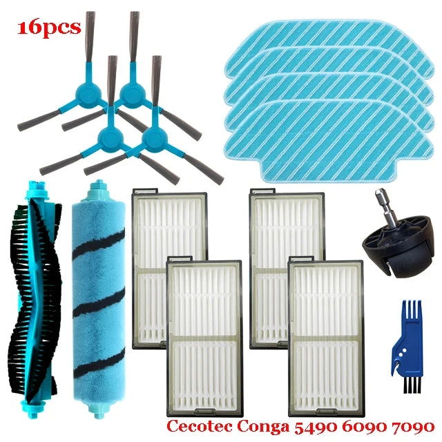 Accessories For Cecotec Conga 5490 6090 7090 Robot Vacuum Cleaner Main Side Brush Hepa Filter Mop Cloth Replacement Spare Parts