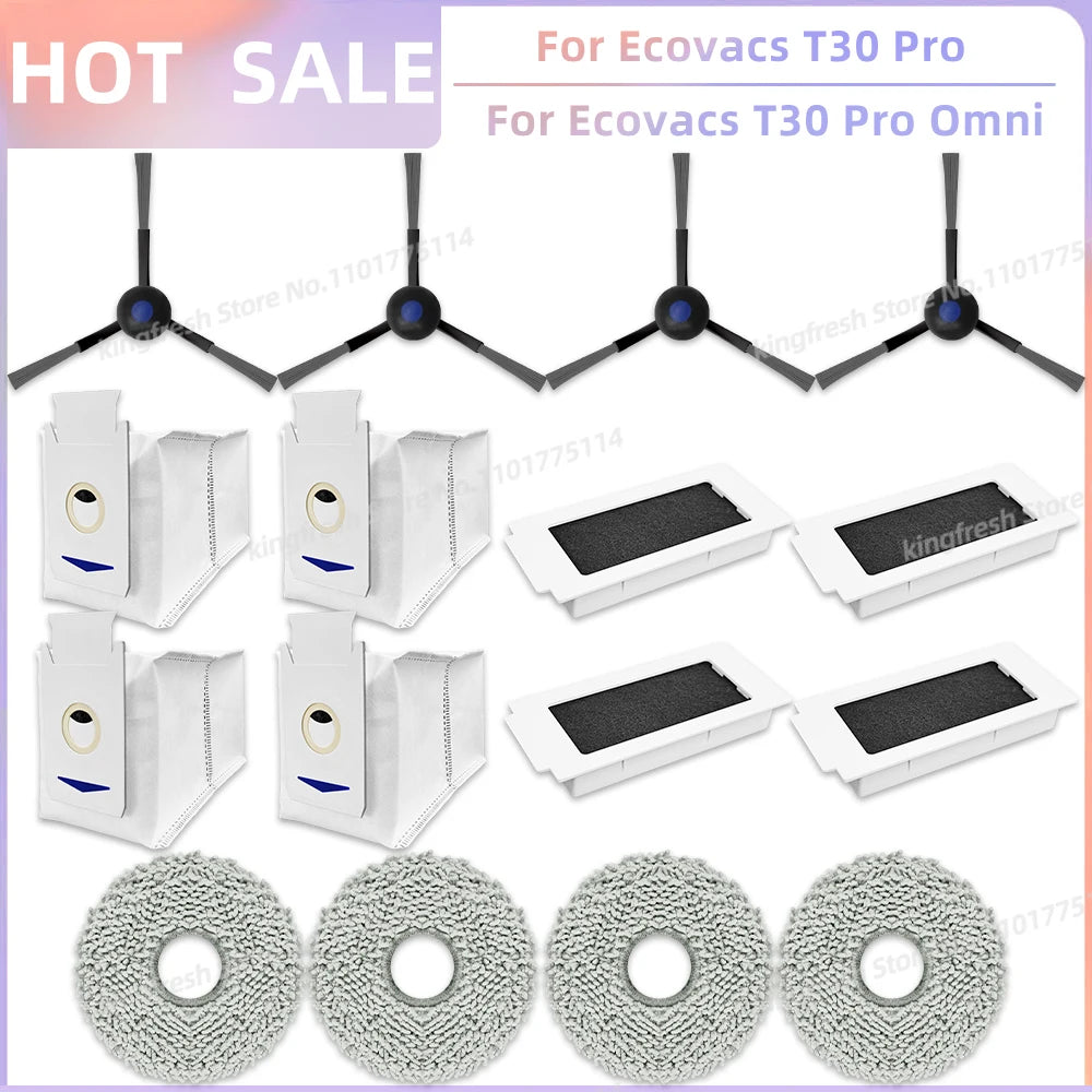 Fit For Ecovacs T30 Pro Omni / T30 OMNI Ecovacs T30e Pro YEEDI M12 ULTRA PLUS/M12 Pro+ Parts Brush Filter Bag Mop Cloth