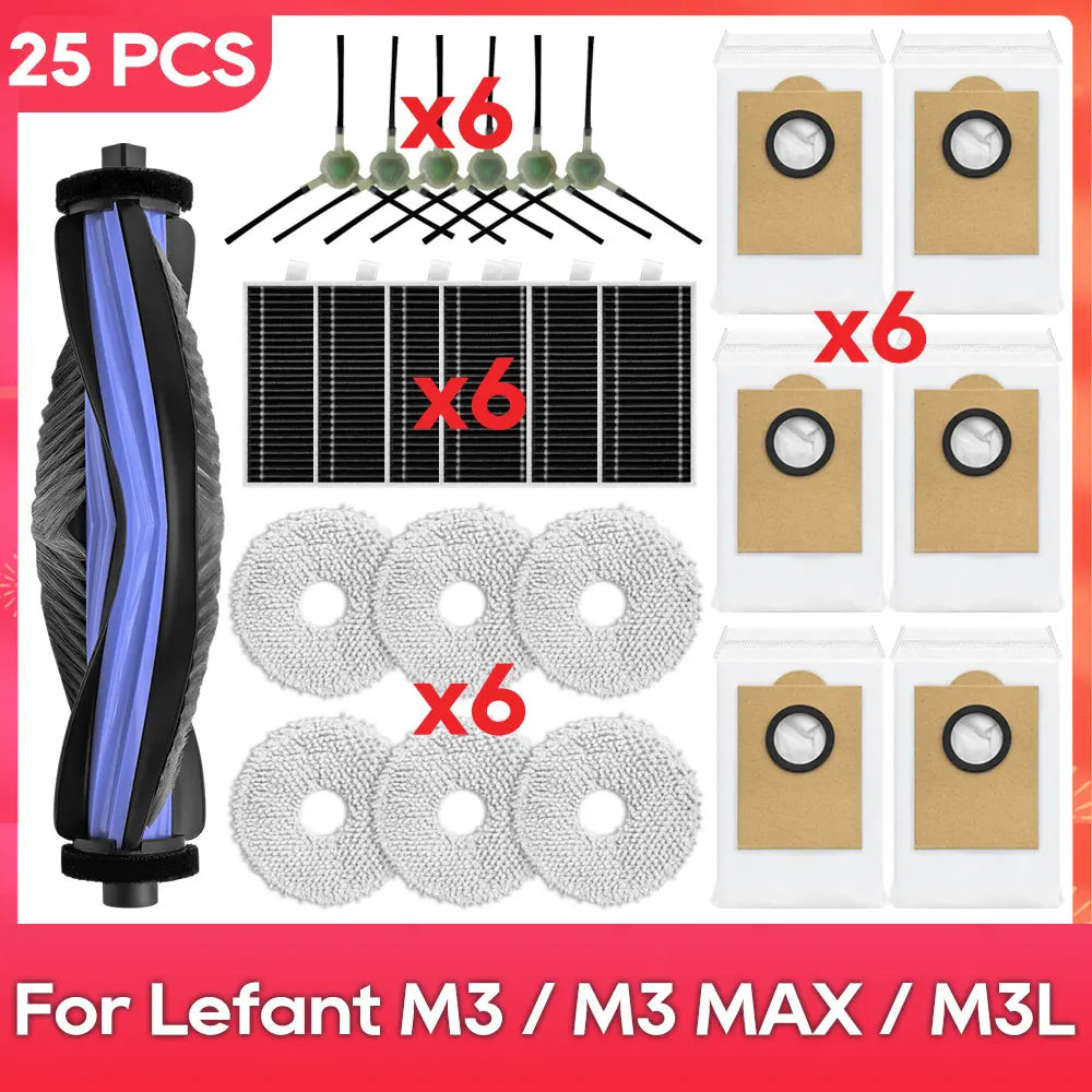 Fit For ( Lefant M3 / M3 MAX / M3L / Gen2 / Gen1 ) Brush Filter Mop Dust Bag Parts Accessories Robot Vacuum Cleaner Kit