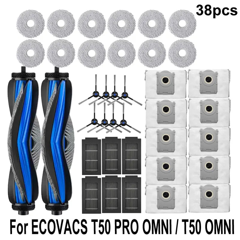 ECOVACS T50 PRO OMNI / T50 OMNI Accessories Main Side Brushes Mop Cloths HEPA Filters Dust Bags Robot Vacuum Spare Parts