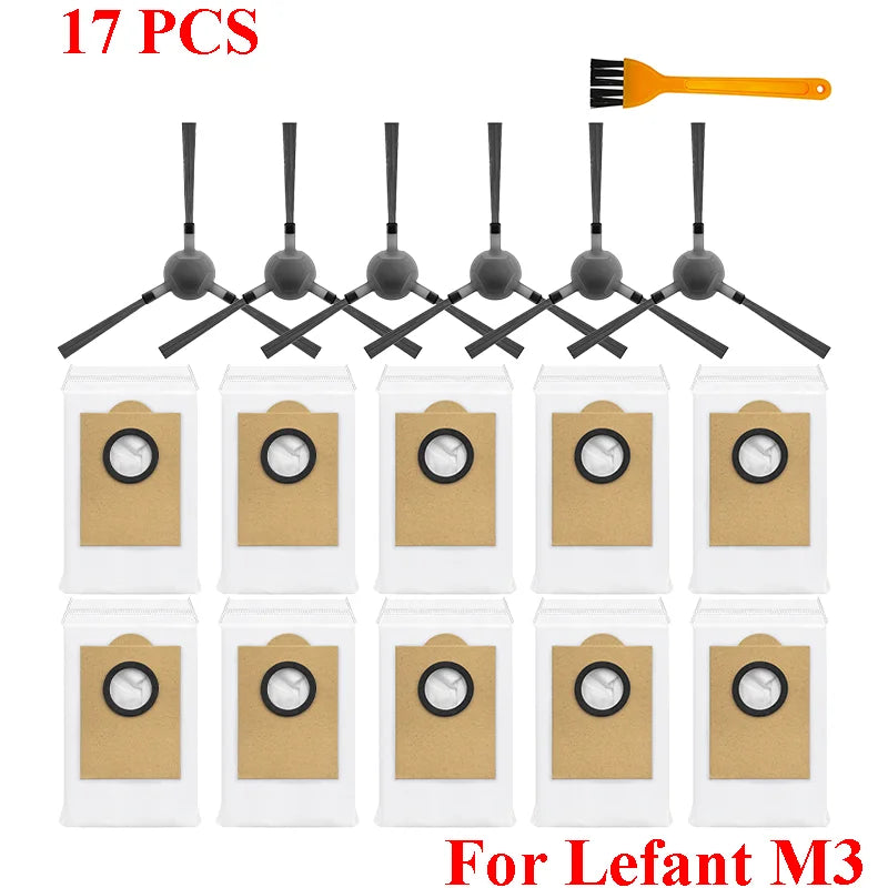 Accessories For Lefant M3 / M3 MAX / M3L HEPA Filters Robot Vacuum Cleaner Main Side Brush Mop Cloth Pads Dust Bags