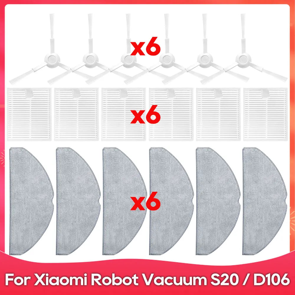 Fit For ( Xiaomi Robot Vacuum S20 D106 E12 E10 B112 ) Part Accessories Main Side Brush Mop Filter Robot Vacuum Cleaner Kit