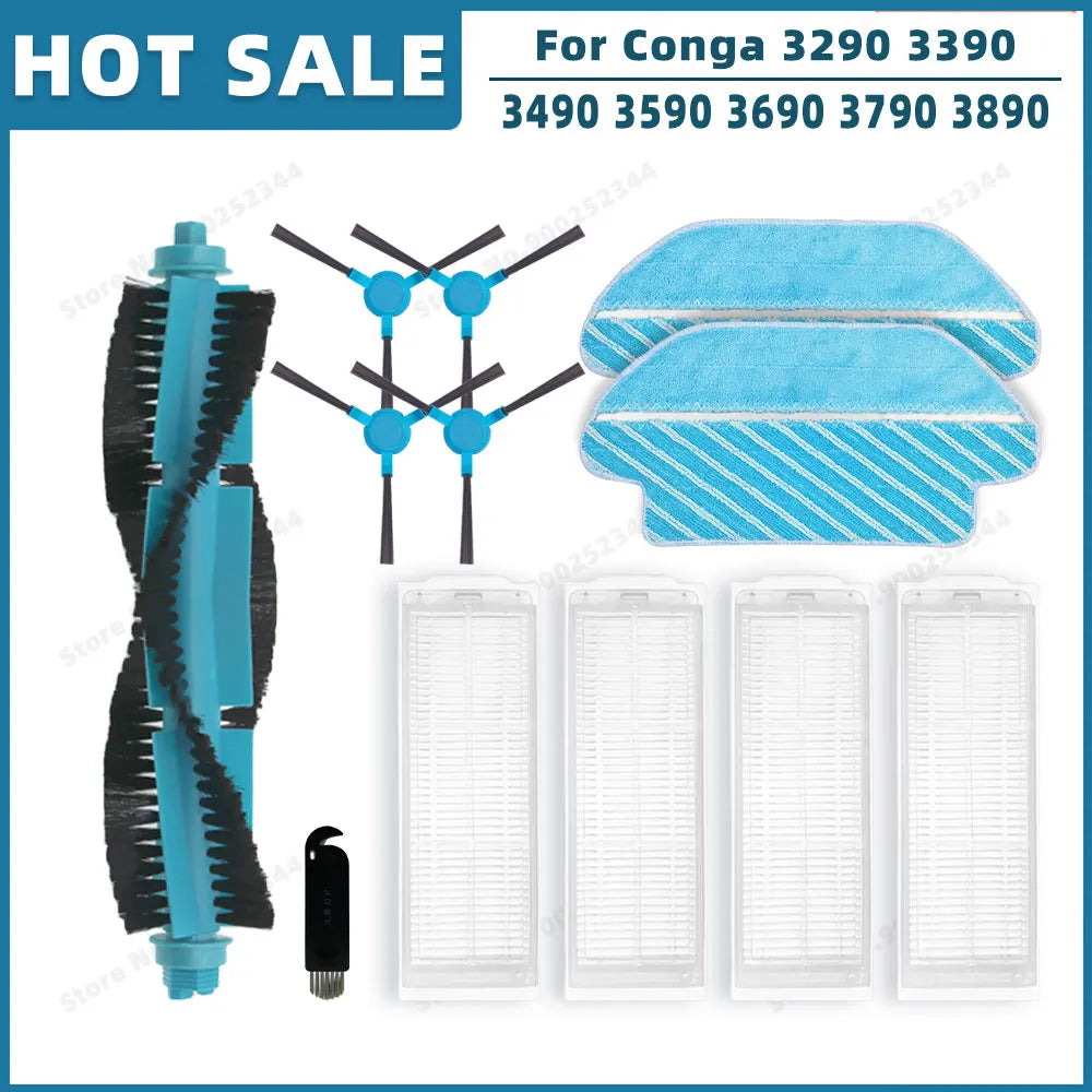 Compatible For Cecotec Conga 3290 3390 3490 3590 3690 3790 3890 Ultra Titanium Vital Parts Main Side brush Hepa Filter Mop Rag