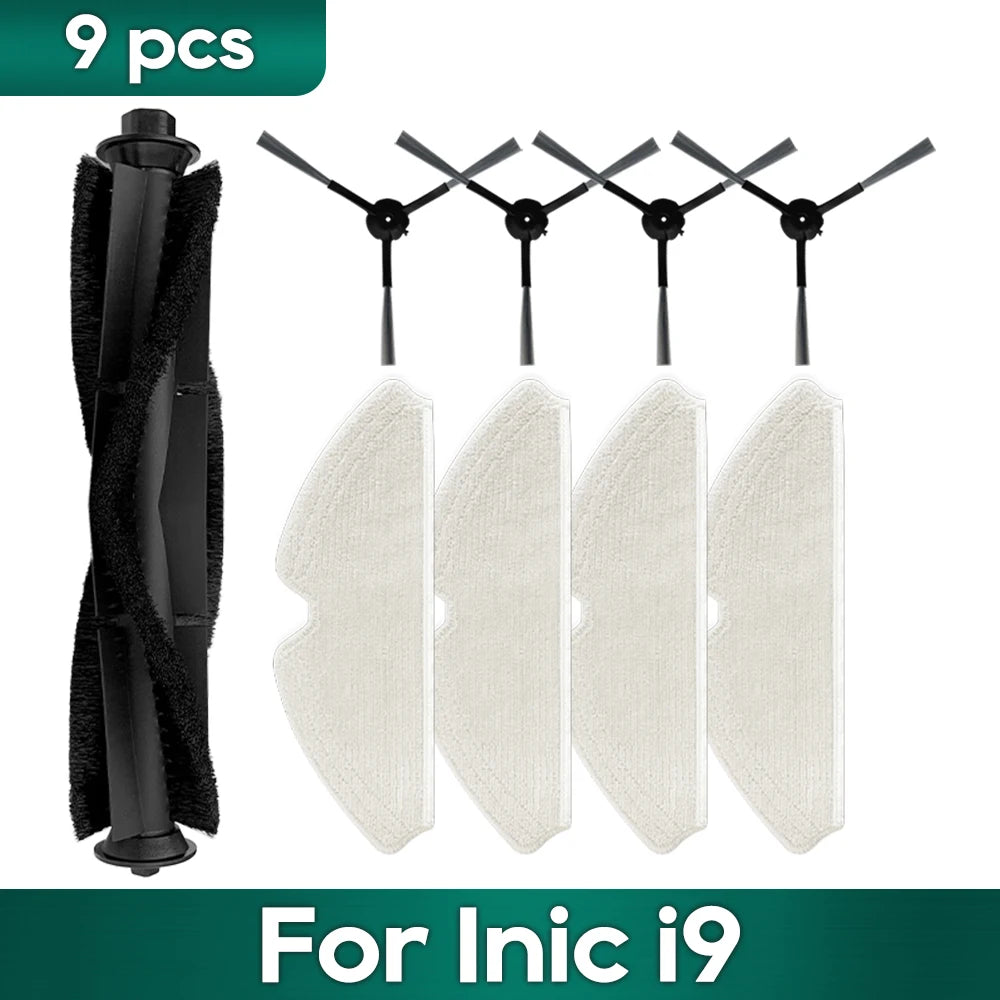 Compatible For Inic i9 아이닉 i9 Robot Vacuums Replacement Spare Parts Kit Accessories Main Side Brush Hepa Filter Mop Cloth Wipe