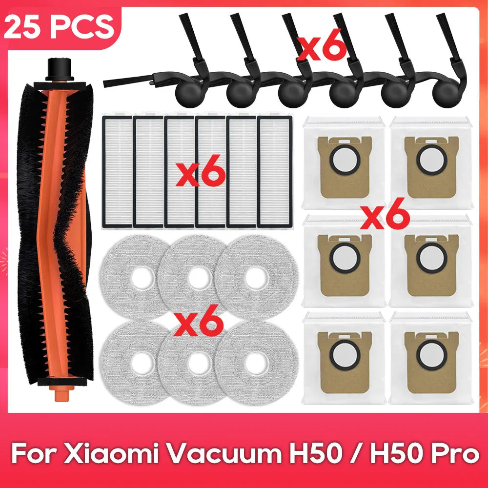 Compatible with ( Xiaomi Robot Vacuum H50 / H50 Pro ) Main Side Brush Filter Mop Dust Bag Parts Accessories Replacement