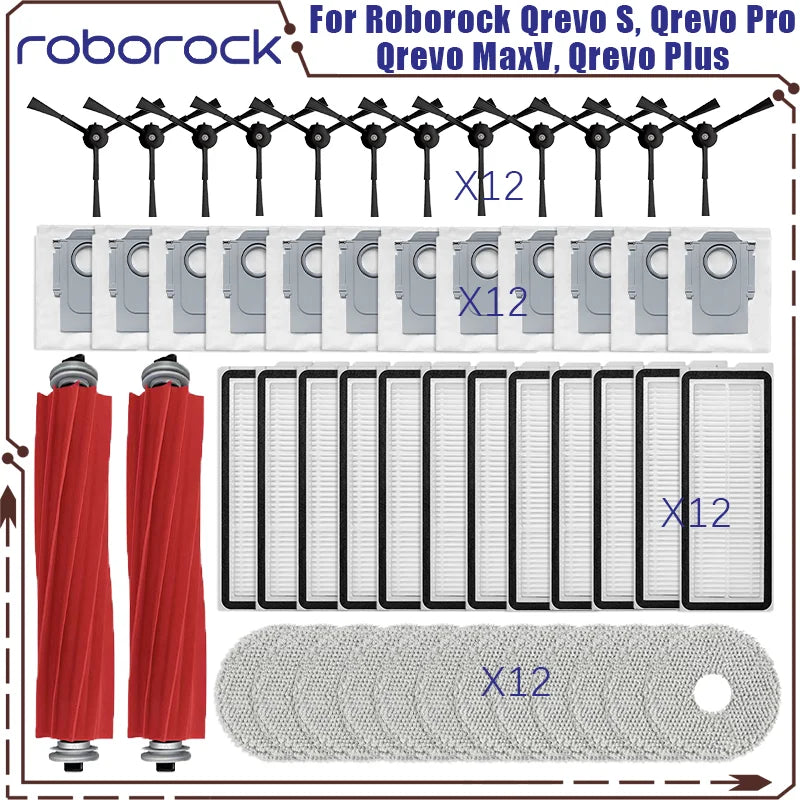 Roborock Qrevo S Qrevo Pro Qrevo MaxV Qrevo Plus Vacuum Parts - Main Roller Side Brush Filter Mop Pad Cloth Dust Bag