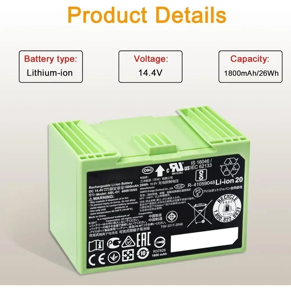 ABL-D1 14.4V 5000MAH Authentic Replacement Parts - Lithium I