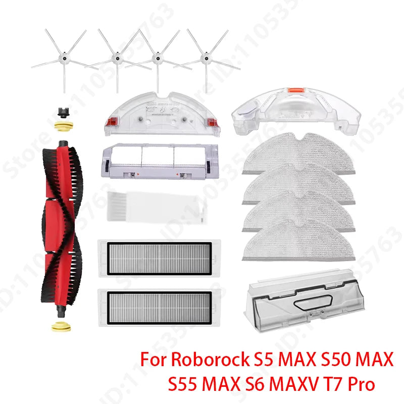 Roborock S5 MAX S50 MAX S55 MAX S6 MAXV HEPA Filter Side/Main Brush Water Tank Tray Mop Dust Box Vacuum Cleaner Accessories