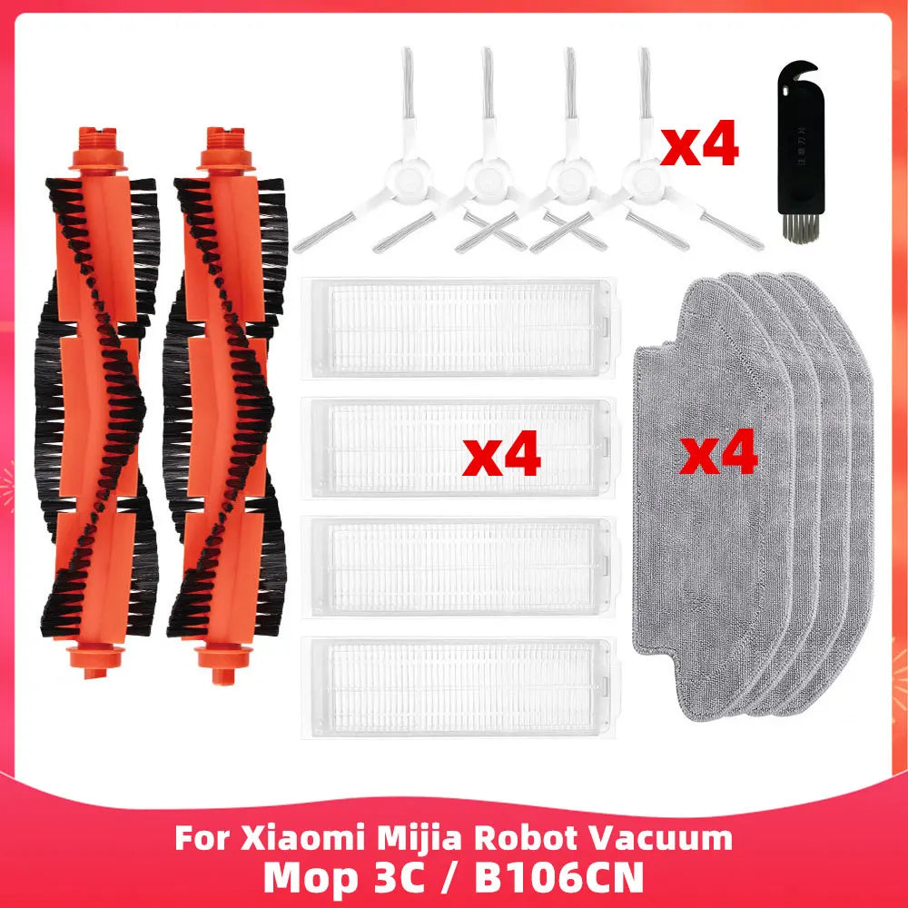 Fit For ( Xiaomi Mijia Robot Vacuum Mop 3C / B106CN / Conga 3290 / 3490 / 3690 ) Part Accessory Main Side Brush Filter Mop Kit