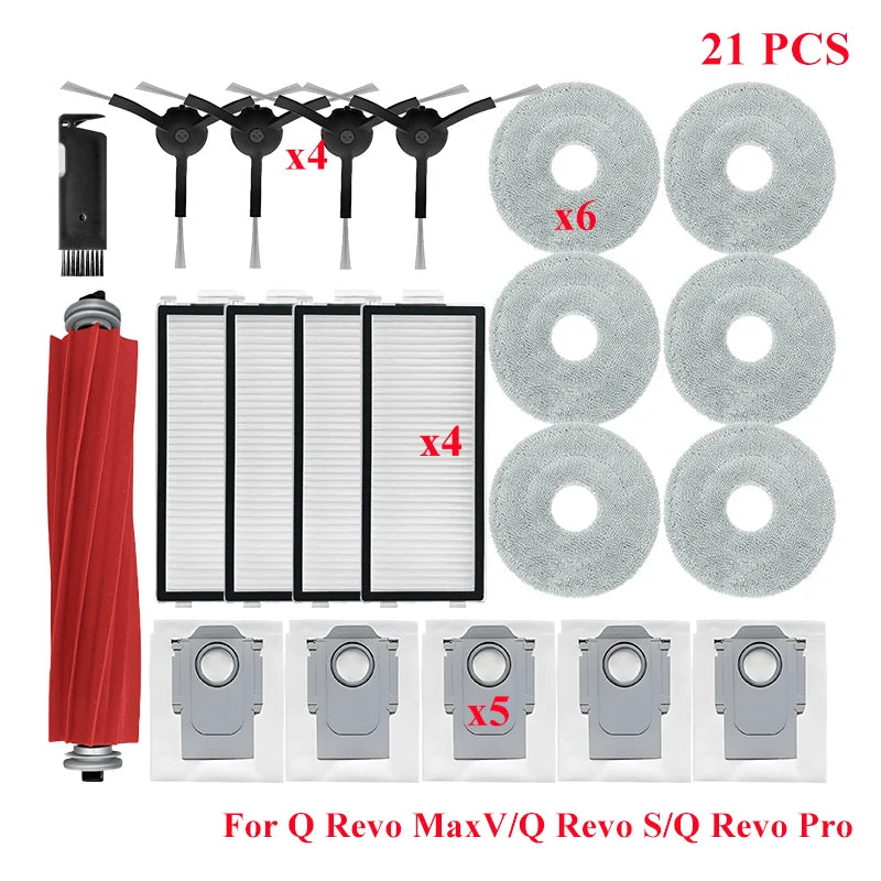 Accessories For Roborock Q Revo MaxV/Q Revo S/Q Revo Pro Vacuum Cleaner Part Main Brush Mop Cloth Dust Bag Mopping Cloth Pad