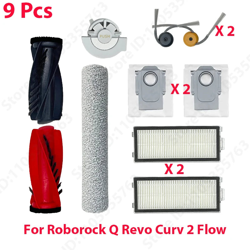 Original Roborock Q Revo Curv 2 Flow Filter Main / Side Brush Roller Mop Dust Bag Robot Vacuum Cleaner Parts