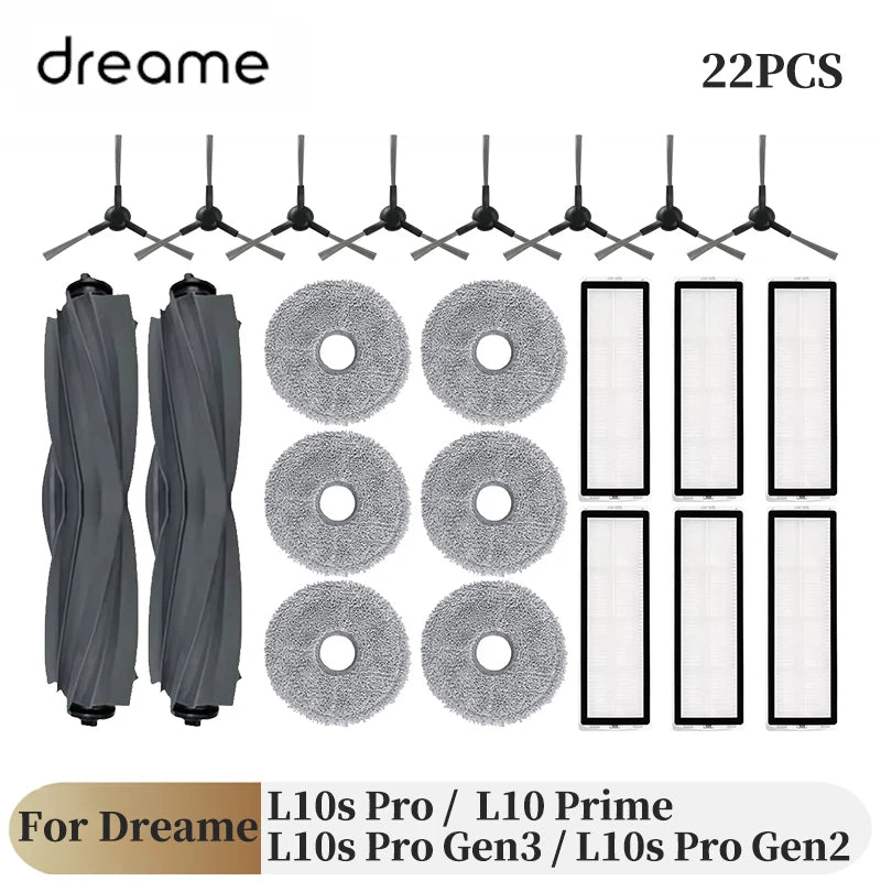 For Dreame L10s Pro Gen 3 / L10s Pro Gen 2 / L10s Pro / L10 Prime Robot Vacuum Spare Parts Main Side Brushes Mop Cloths Filters