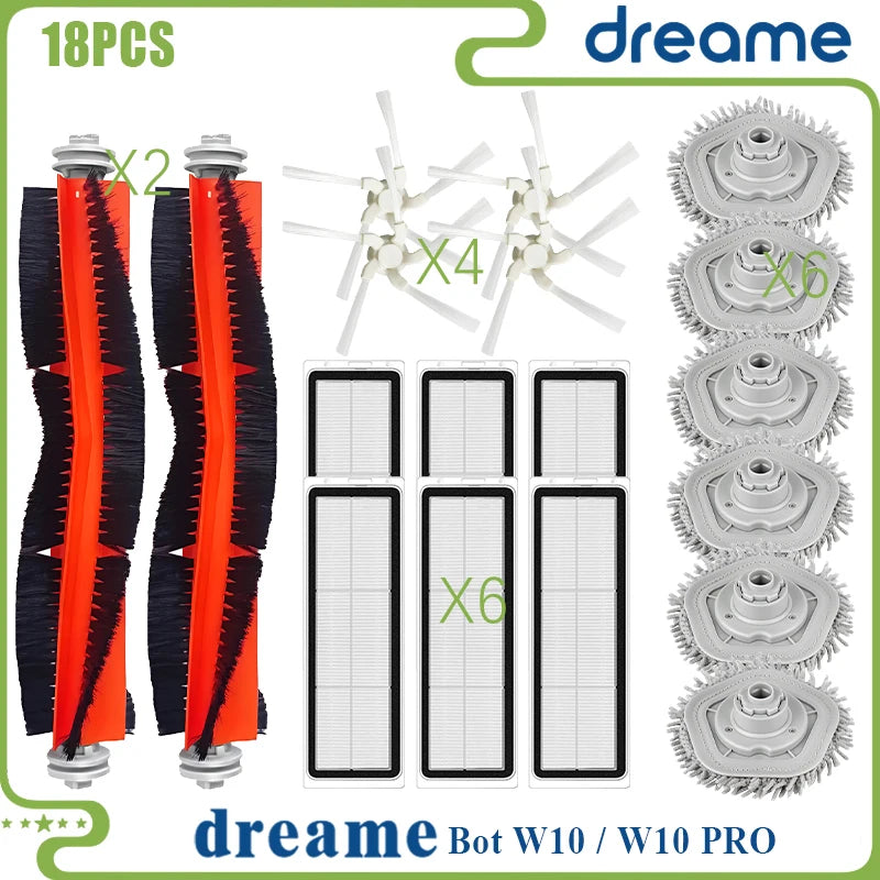 Dreame Bot W10 / W10 PRO Accessories Robot Vacuum Cleaner HEPA Filter Main Side Brush Mop Cloth pad Replacement Parts