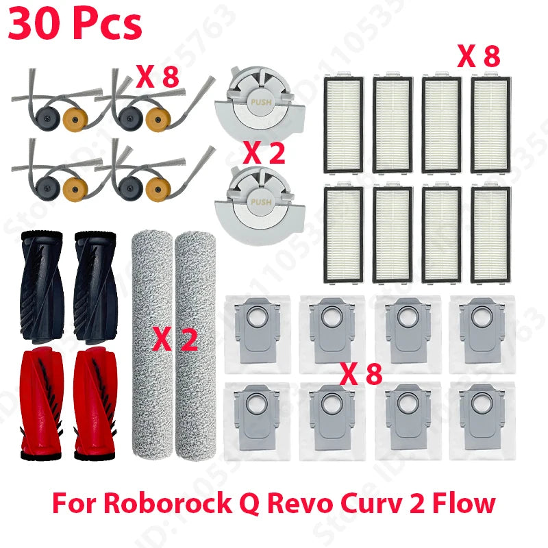Original Roborock Q Revo Curv 2 Flow Filter Main / Side Brush Roller Mop Dust Bag Robot Vacuum Cleaner Parts