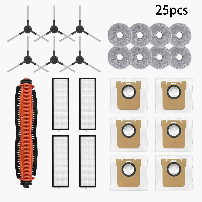 For Xiaomi X20 Max / D109GL Robot Vacuum Parts Main Brush Side Brush Hepa Filter Mop Cloth Dust Bag Replacement Accessories