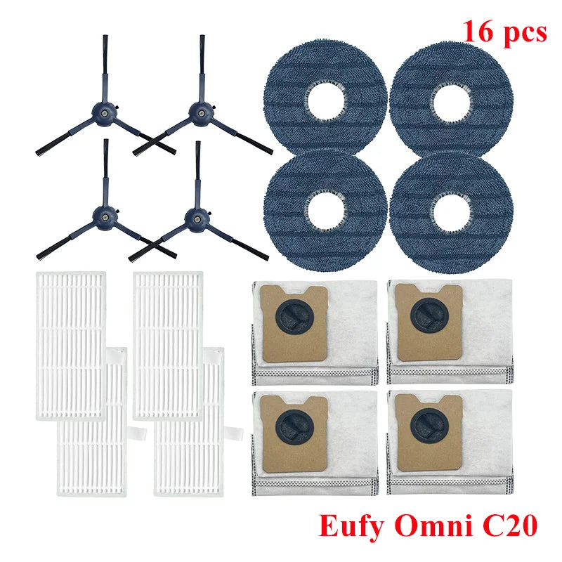 Replacement For Eufy Omni C20 Sweeper Robot Vacuum Cleaner Part Main Side Brush Mop Cloth Hepa Filter Parts Dust Bag Accessories