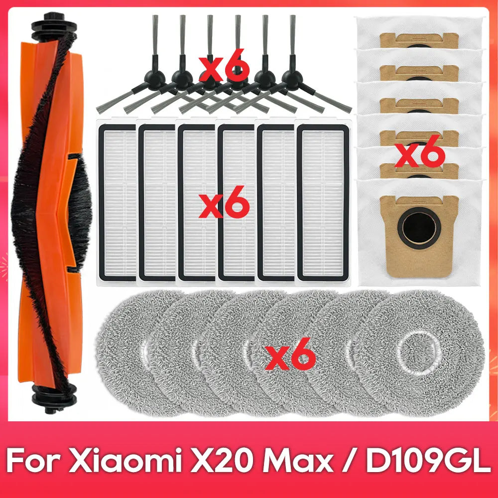 Fit For ( Xiaomi Robot Vacuum X20 Pro X20 Max M30 M40S D102GL D109GL D102 ) Part Accessory Brush Filter Mop Dust Bag