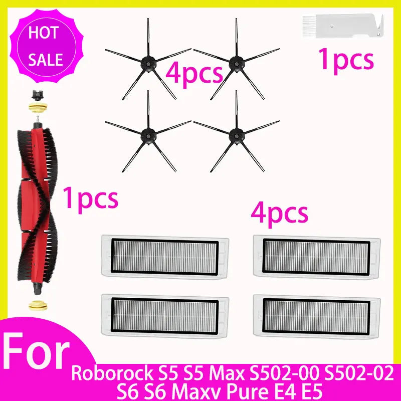 HEPA Filter Mop for Roborock S5 S502-00 S502-02 S5 Max S6 MaxV S6 Pure E4 E5 Robot Vacuum Spare Parts Main Side Brush