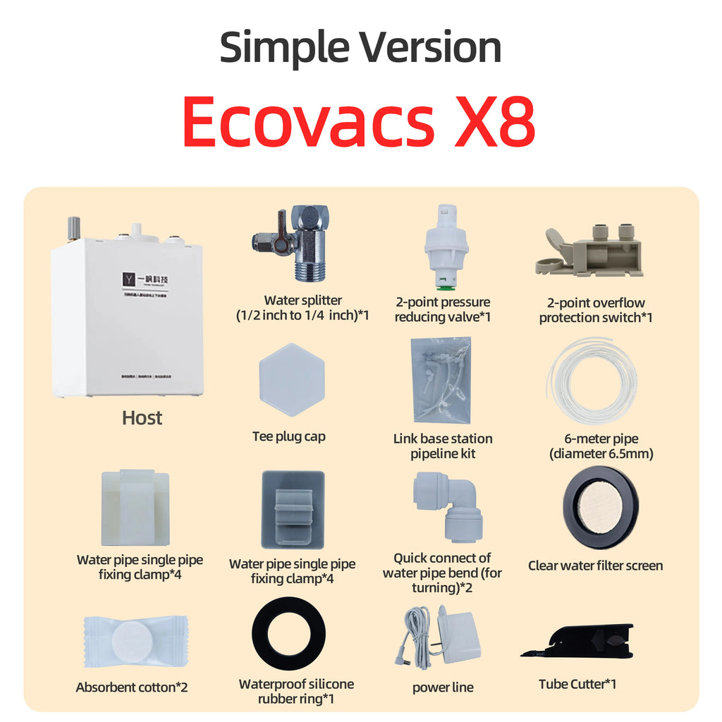 Ecovacs X11 X12 T90 X9 T50 X8 X1 Robot Vacuum Water Change Kit Auto Water Refill and Drain Water Hookup Accessories ModuleM