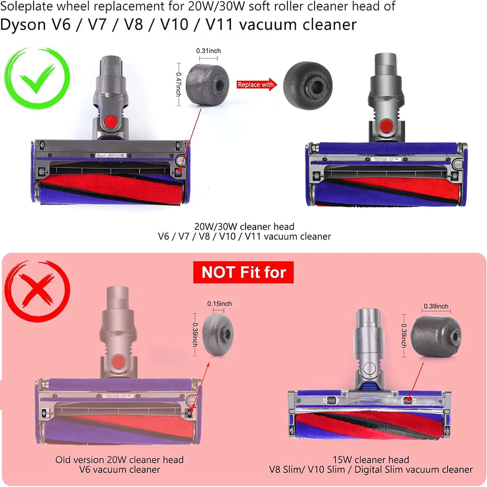 Plush Strips And Soleplate Wheels for Dyson V6 V7 V8 V10 V11