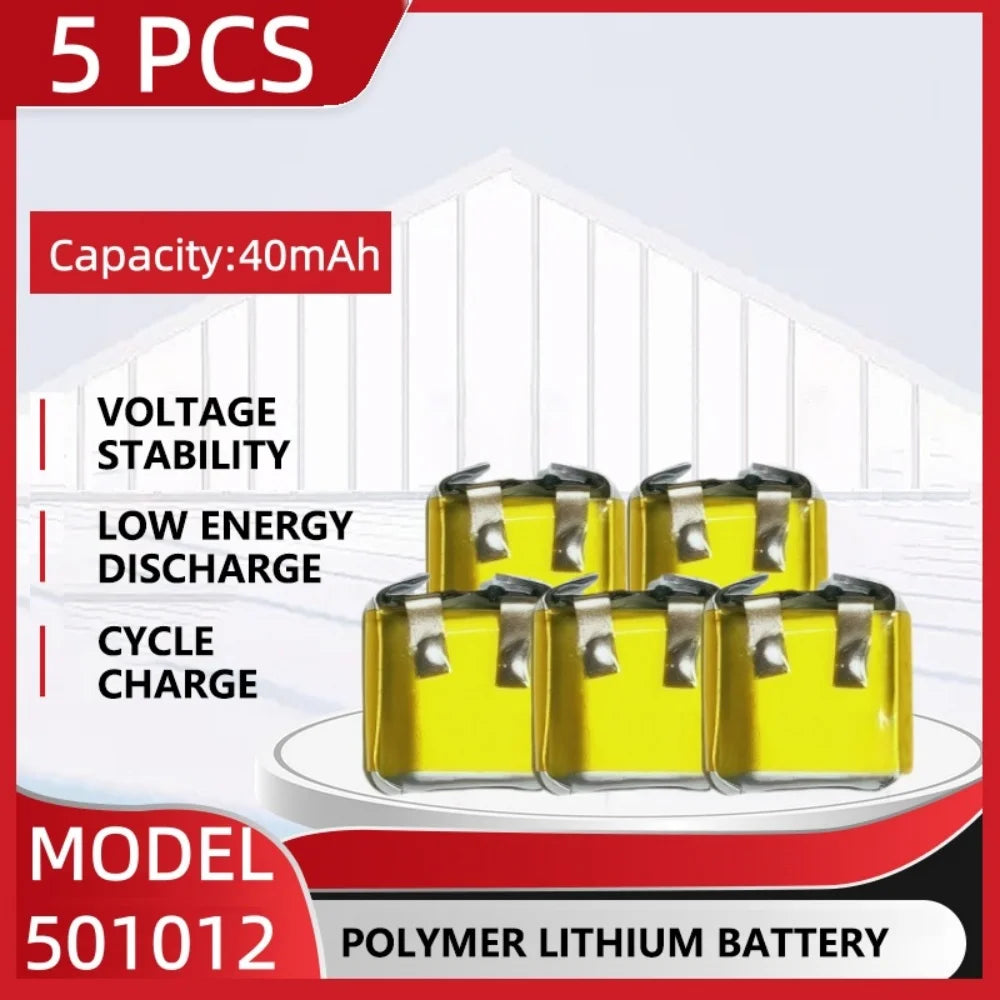501012 3.7V 40mAh Li-Po Battery 5x10x12mm With PCM Rechargeable Pouch Cell For TWS Bluetooth Earbud Smart Watch GPS MP3 Repair