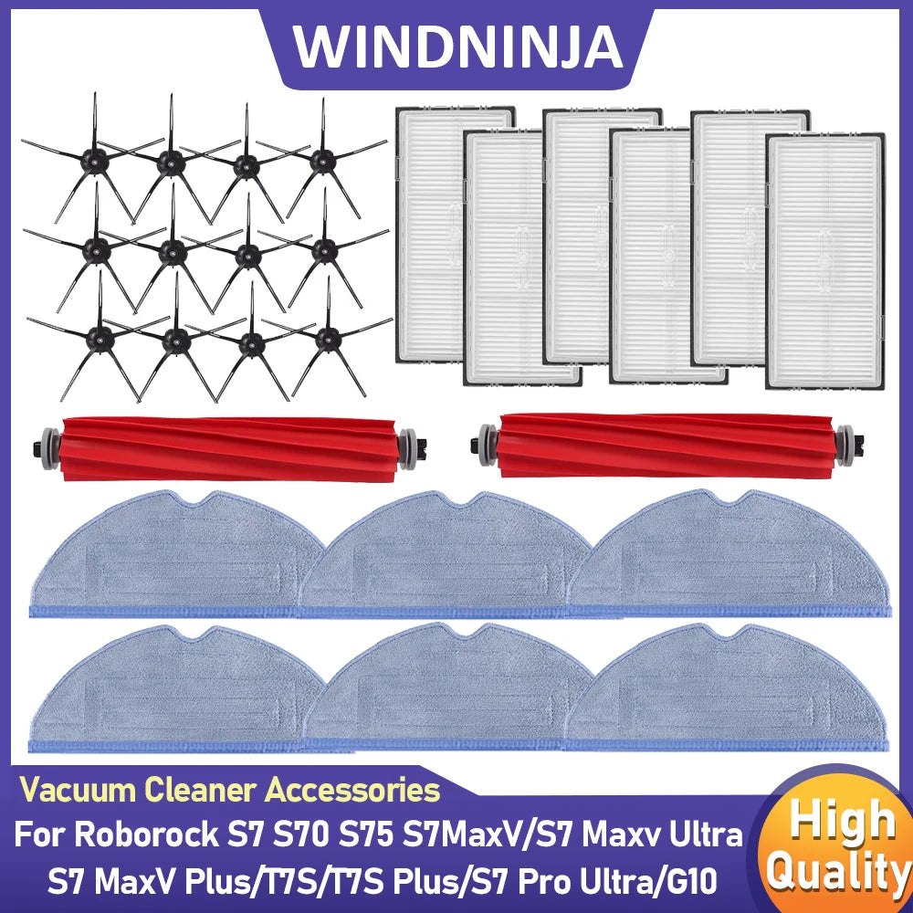 Main Brush Side Brush HEPA Filter Mop Cloth Kit Parts for Ro