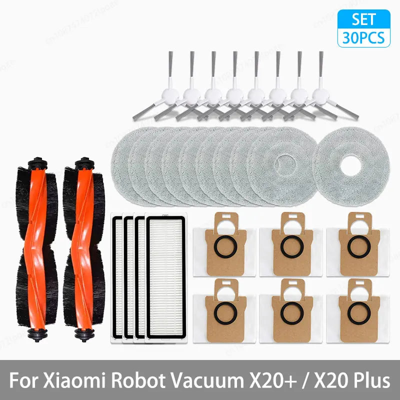 For Xiaomi Robot Vacuum X20+ / X20 Plus Parts Accessories Main Brush Side Brush Hepa Filter Mop Cloth Dust Bag Replacement Spare