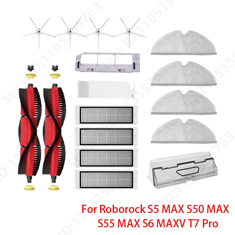 Roborock S5 MAX S50 MAX S55 MAX S6 MAXV HEPA Filter Side/Main Brush Water Tank Tray Mop Dust Box Vacuum Cleaner Accessories