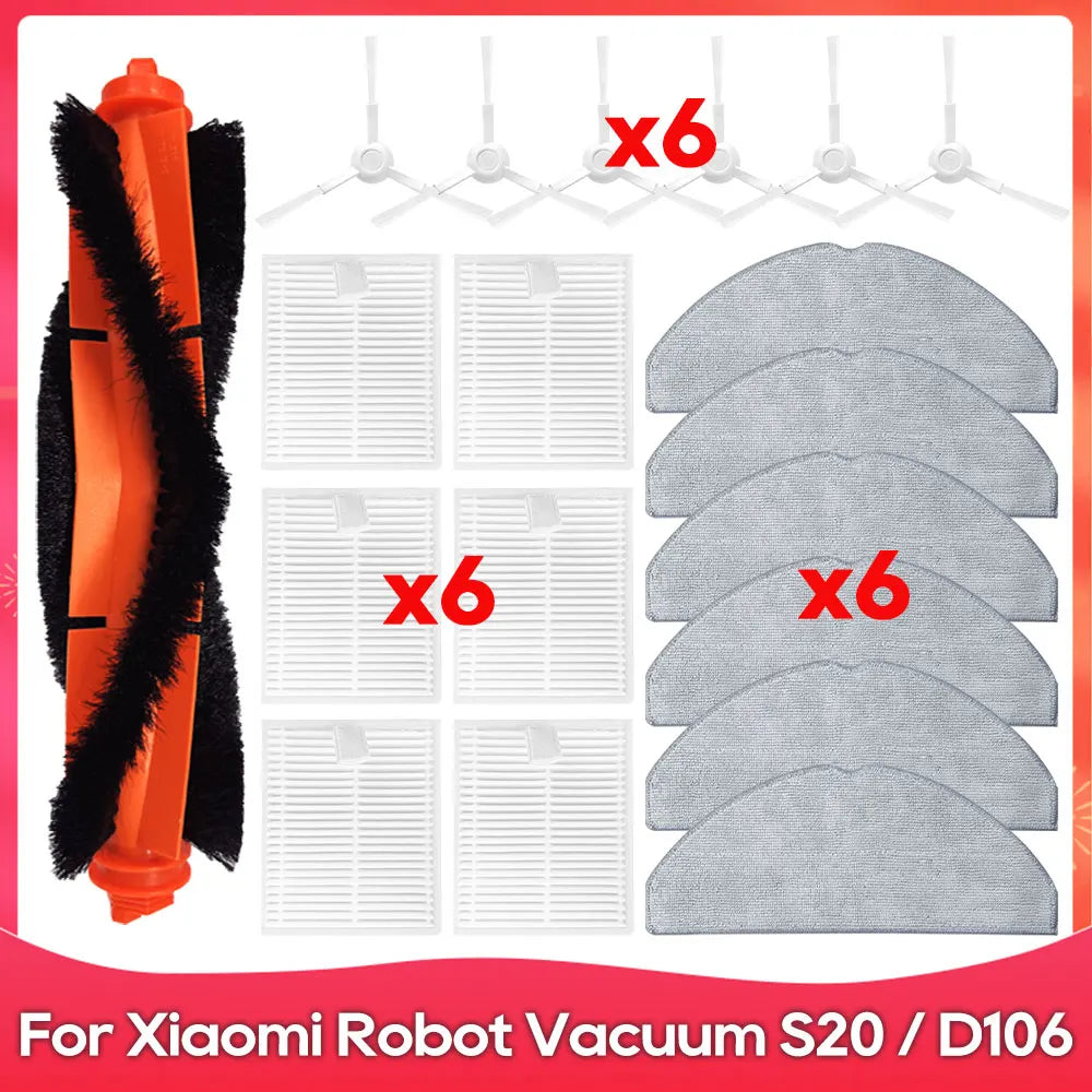Fit For ( Xiaomi Robot Vacuum S20 D106 E12 E10 B112 ) Part Accessories Main Side Brush Mop Filter Robot Vacuum Cleaner Kit