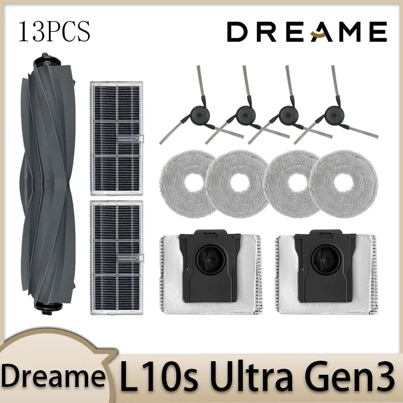 Dreame L10s Ultra Gen3 Robot Vacuum Cleaner Accessories Main Brush Side Brush HEPA Filter Mop Cloths Dust Bag Par
