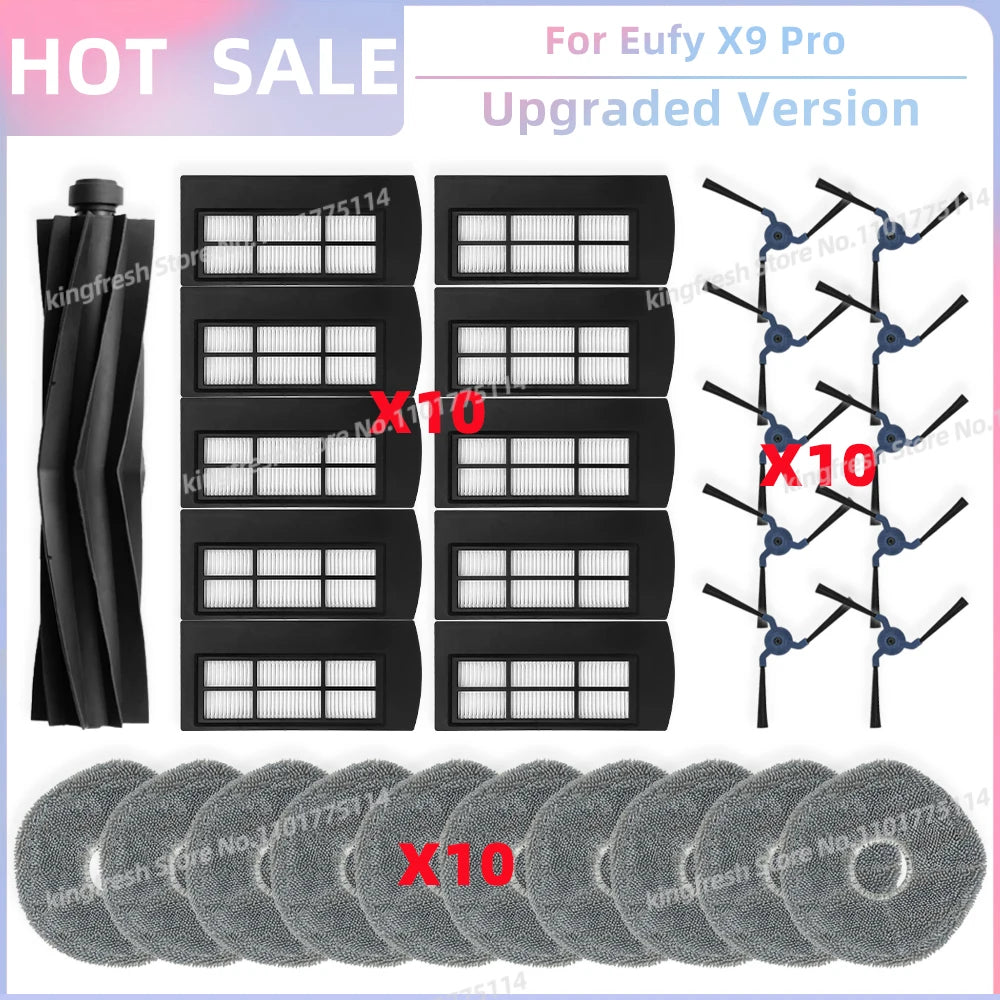 Compatible For Eufy X9 Pro Robot Vacuum Replacement Parts Main Roller Side Brush Hepa Filter Mop Cloth Pad Accessories