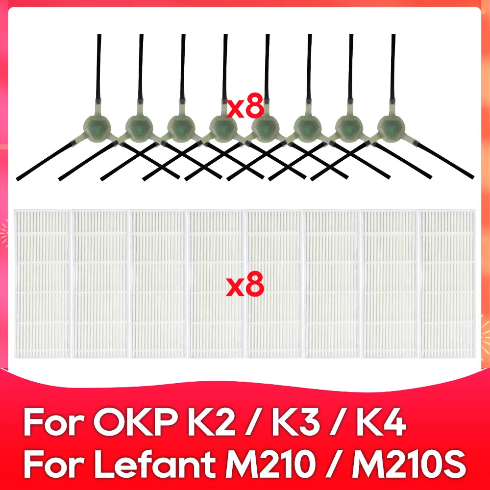 Compatible For Lefant M210 / M210S / M210B / OKP K2 / K3 Robot Vacuum Replacement Spare Parts Accessories Side Brush Hepa Filter