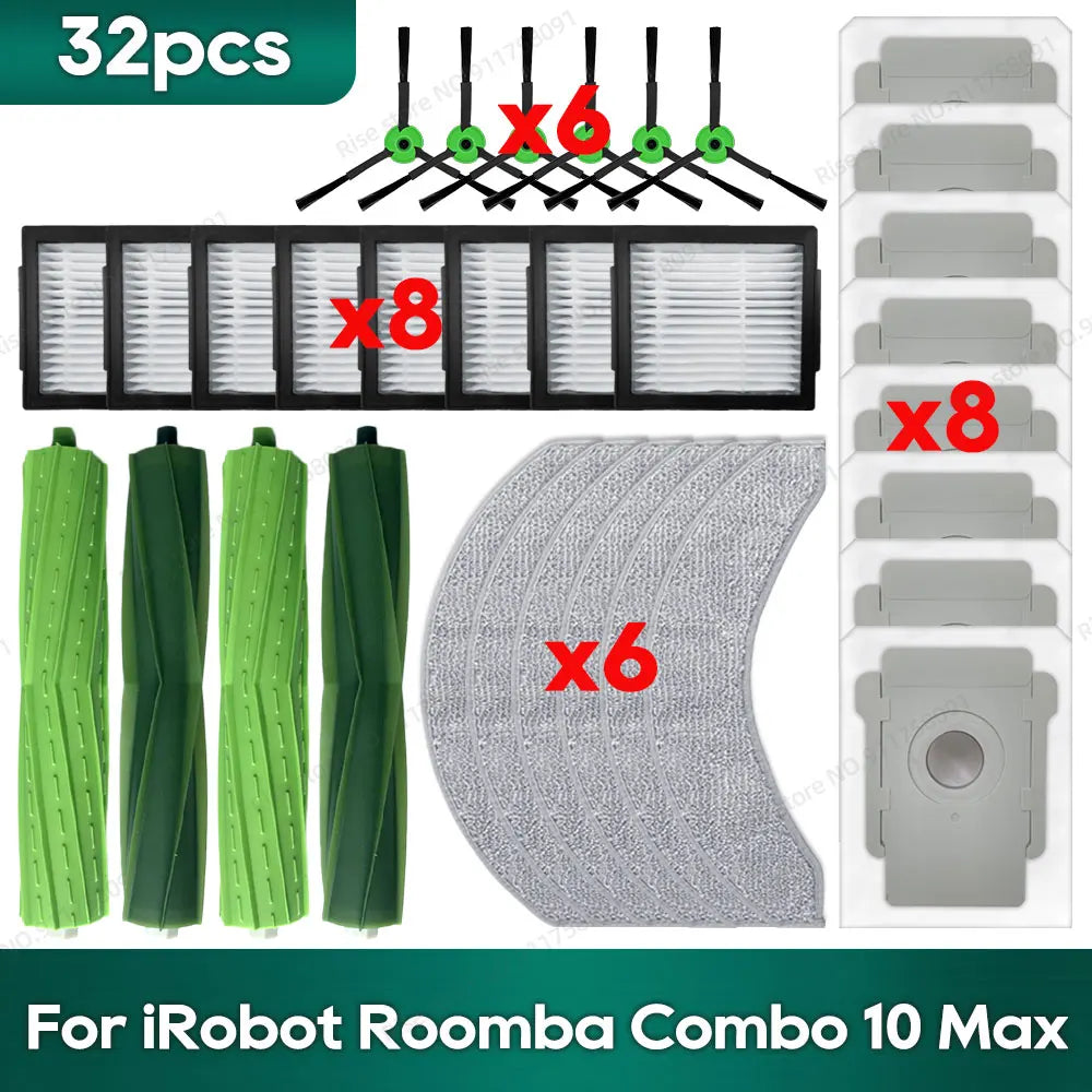 Compatible for irobot Roomba Combo 10 Max Robot Vacuum Accessories Main Brush Hepa Filter Mop Rag Dust Bag Replacement Parts