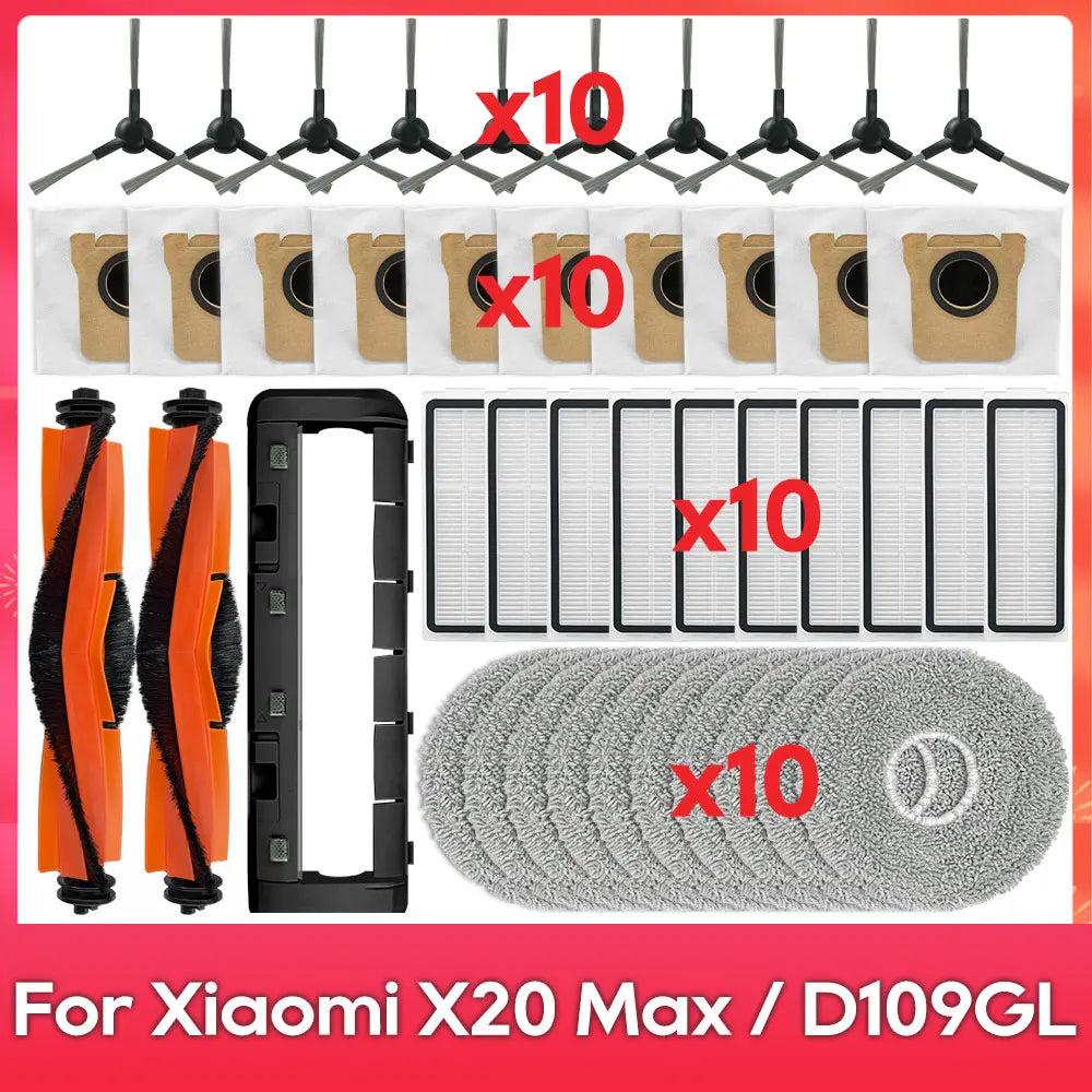 Fit For ( Xiaomi Robot Vacuum X20 Pro X20 Max M30 M40S D102GL D109GL D102 ) Part Accessory Brush Filter Mop Dust Bag