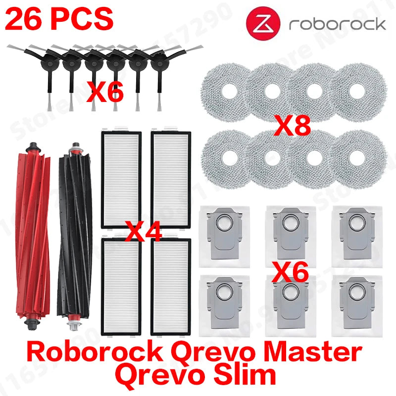 Roborock Qrevo Master / Qrevo Slim Robot Vacuums Cleaner Accessory Main Side Brush Hepa Filter Mop Cloths Dust Bag Spare Part