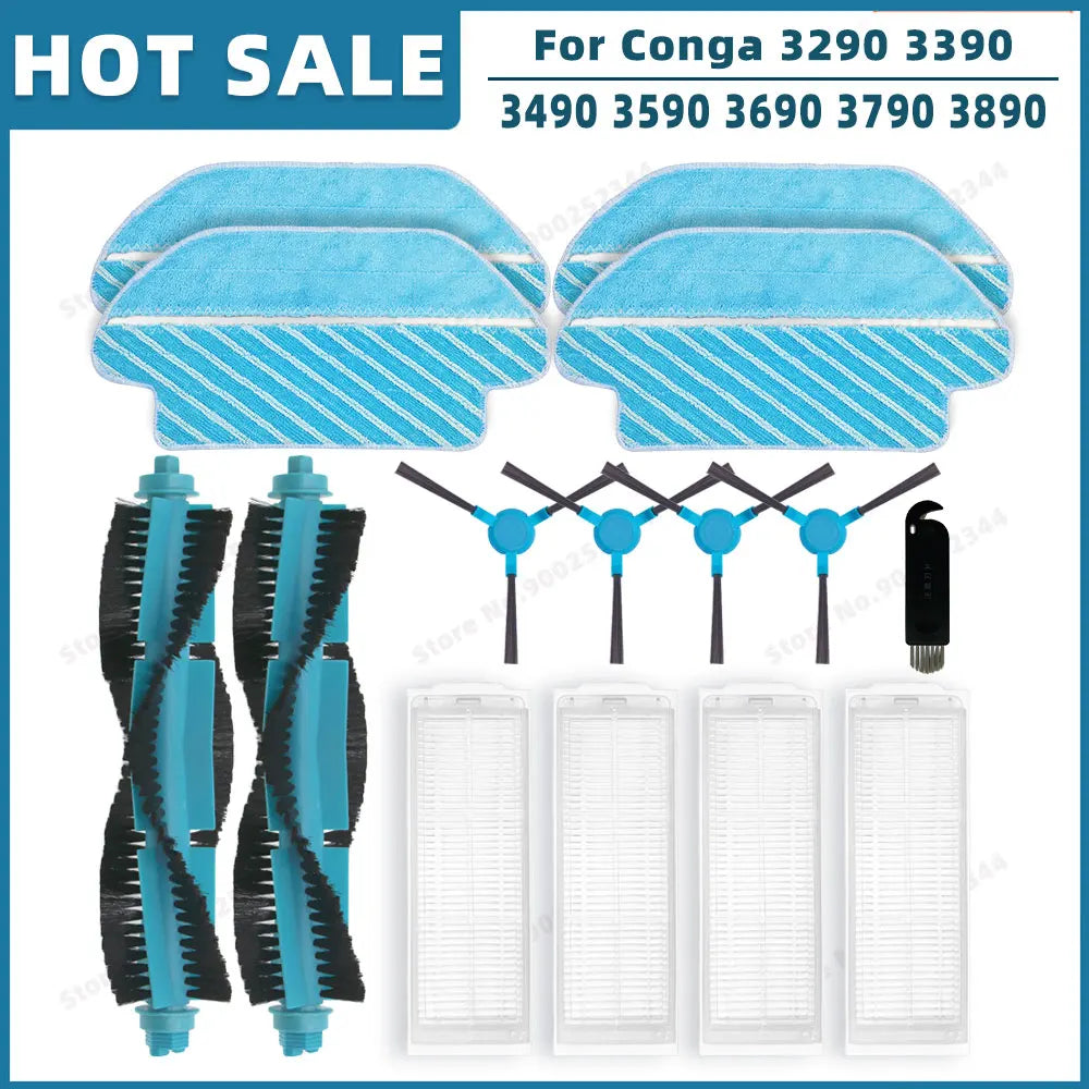 Compatible For Cecotec Conga 3290 3390 3490 3590 3690 3790 3890 Ultra Titanium Vital Parts Main Side brush Hepa Filter Mop Rag