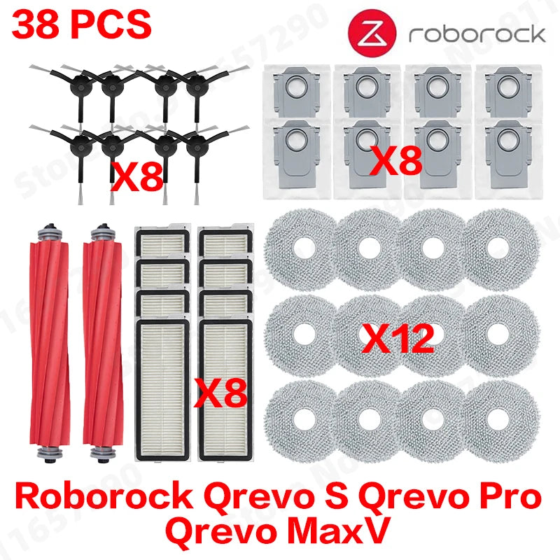 Roborock Qrevo S Qrevo Pro Qrevo MaxV Robot Vacuum Parts Main Roller Side Brush Hepa Filter Mop Pad Cloth Dust Bag Accessories