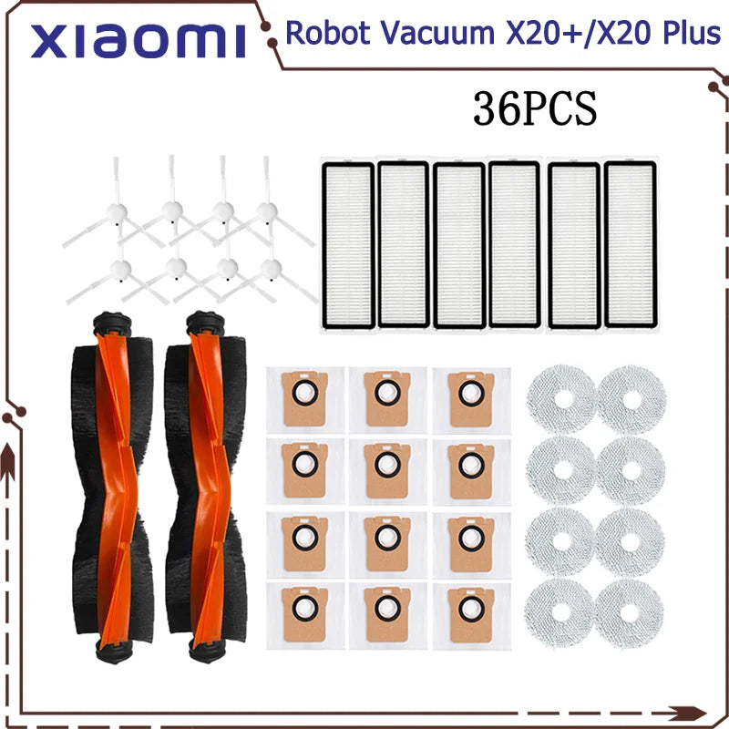 For Xiaomi Robot Vacuum X20 Plus Parts Accessories Main Side Brush Hepa Filter Mop Cloth Dust Bag Replacement