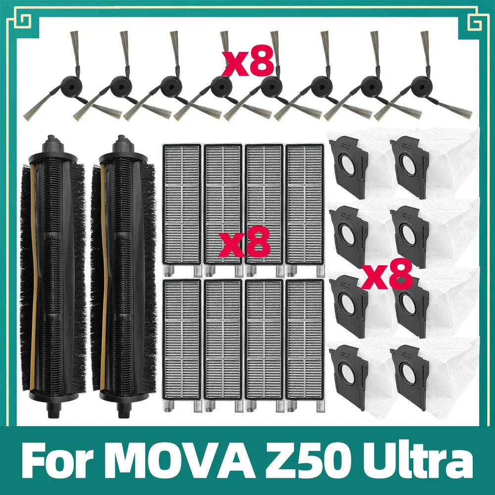 Fit For Mova Z50 Ultra Robot Vacuum Replacement Kits Main Side Brush HEPA Filter Dust Bag Accessories Parts
