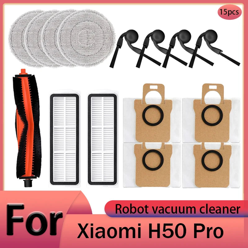 For Xiaomi H50 Pro Robot Vacuum Cleaner Accessories Main Brush Side Brush HEPA Filter Mop Cloths Dust Bag Spare Parts