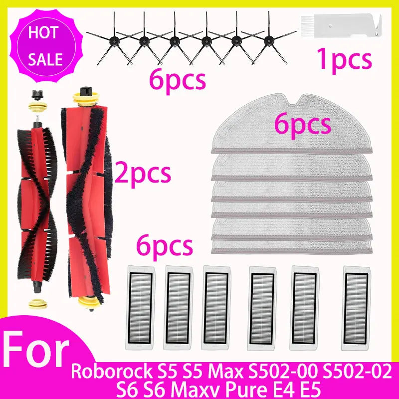 HEPA Filter Mop for Roborock S5 S502-00 S502-02 S5 Max S6 MaxV S6 Pure E4 E5 Robot Vacuum Spare Parts Main Side Brush