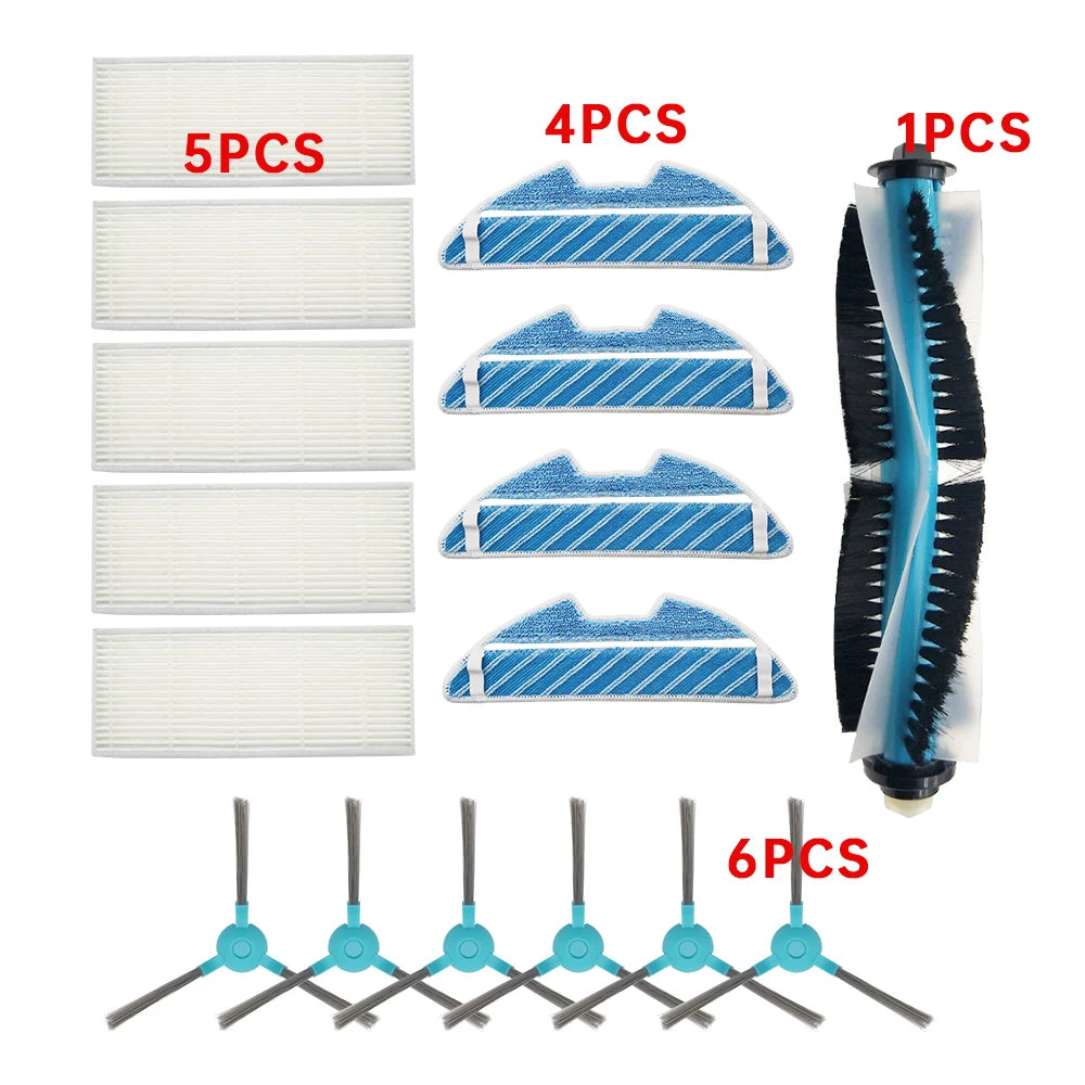 Main Roller Side Brush Hepa Air Filter Mop Cloth Replacement Parts for Conga 1290 1390 1590 Robot Vacuum Cleaner Spare