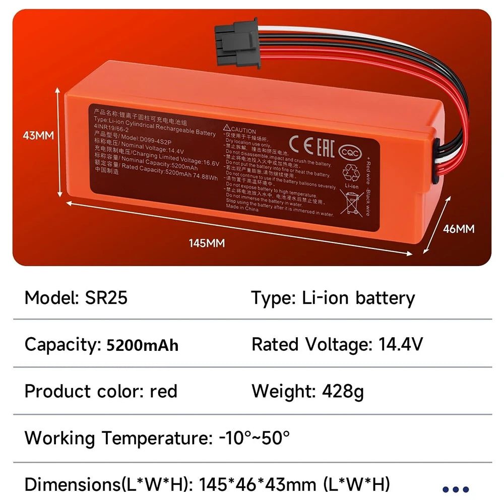 14.4V Replacement Battery 7000mAh 97.92Wh for Xiaomi MJST1S 